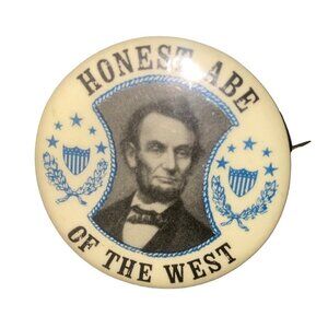 Reproduction Honet Abe West 2" Pinbacks Pin Blue Black White Vintage